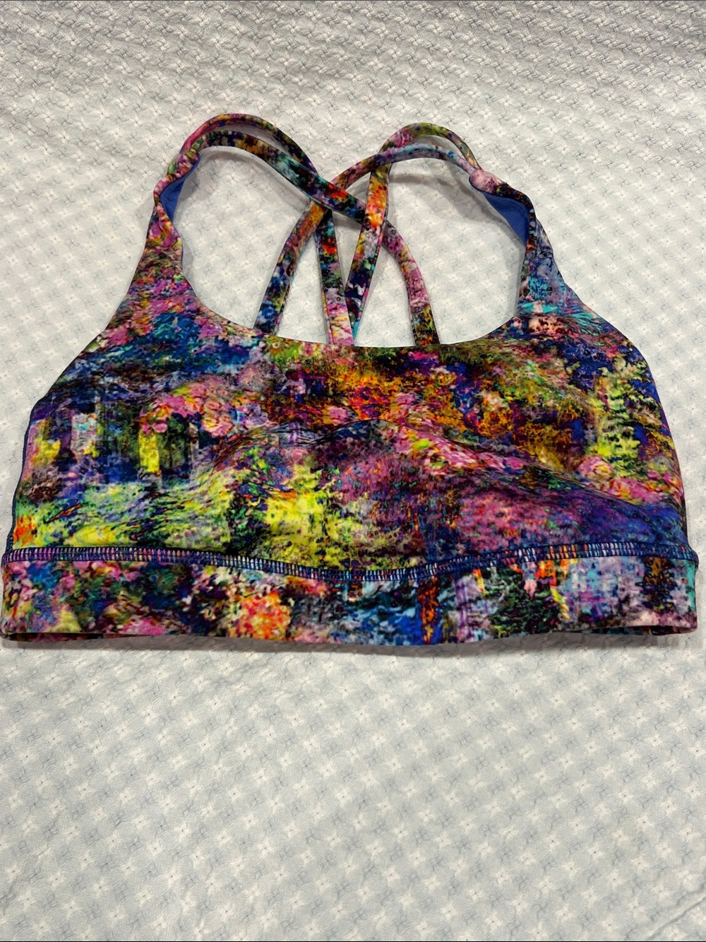 lululemon athletica Multicolor Neon Abstract Strappy Sports Bra